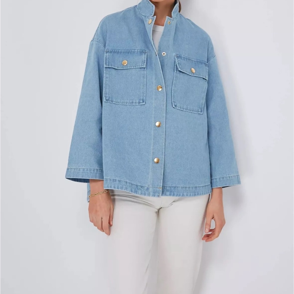 Tuckernuck Light Blue Denim Jacket with Gold Accents